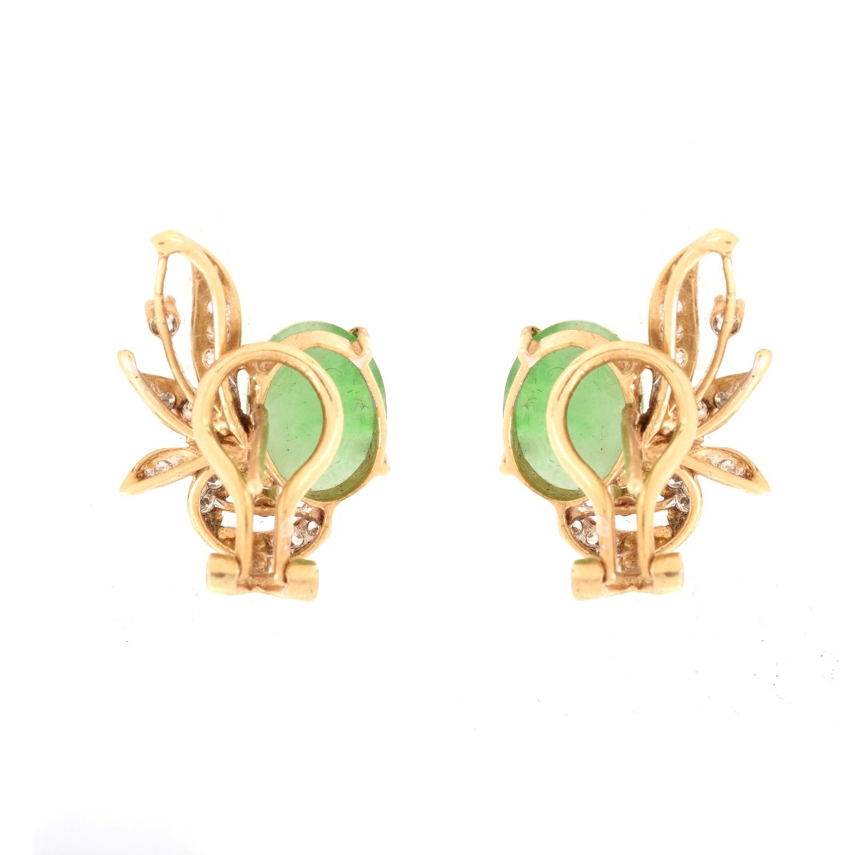 Jade, Diamond and 14K Earrings - Image 3 of 5