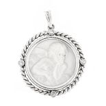 Diamond, 14K and Carved MOP Cameo Pendant