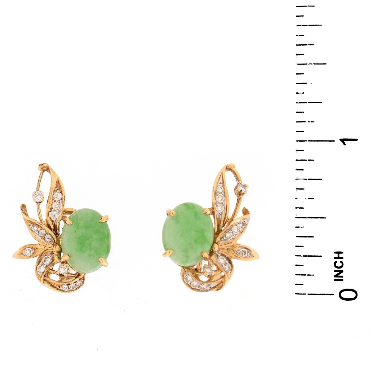 Jade, Diamond and 14K Earrings - Image 4 of 5