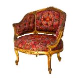 19C Louis XVI Style Barrel Bk Carved Bergere Chair