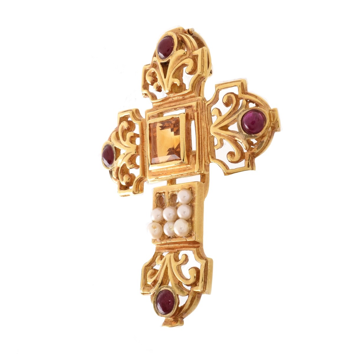 Vintage 14K and Gemstone Cross Pendant - Image 2 of 5