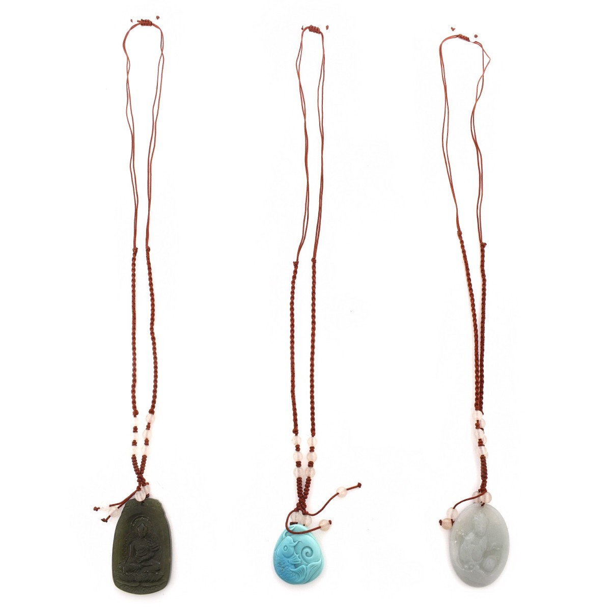 Three Hardstone Pendant Necklaces