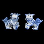 Pair of Chinese Porcelain Foo Dogs