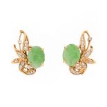 Jade, Diamond and 14K Earrings