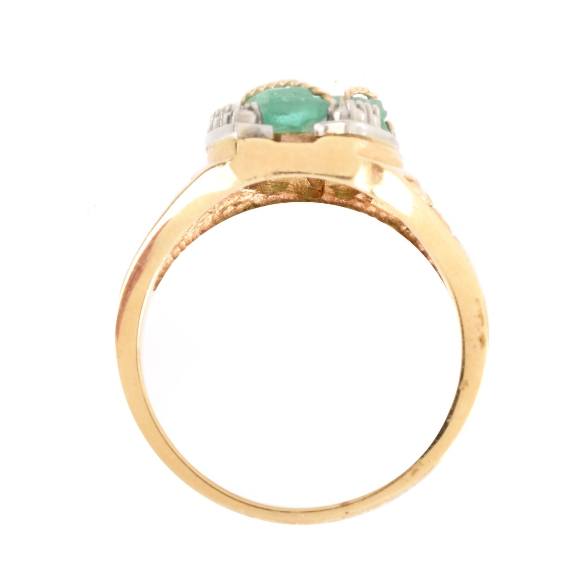 Carved Emerald, Diamond and 14K Ring - Image 4 of 7