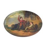 Antique English Black Lacquered Plate