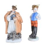 Two Herend Figurines Boy with Boots, Man with Dog