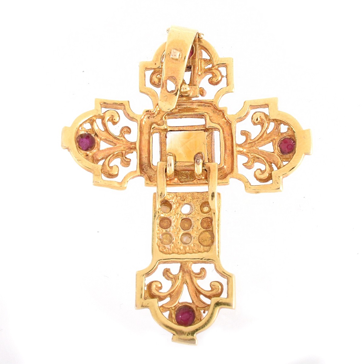 Vintage 14K and Gemstone Cross Pendant - Image 3 of 5