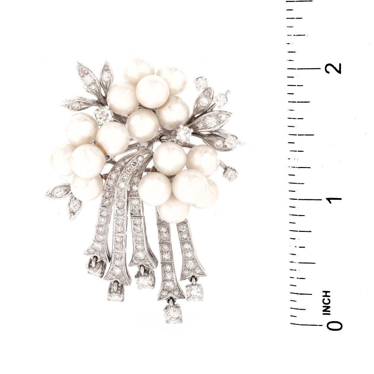 Vintage Diamond, Pearl and 14K Brooch - Image 4 of 5