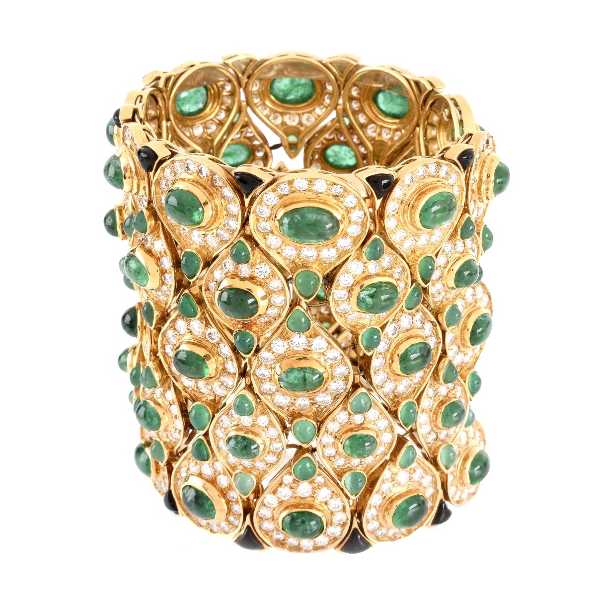 Exquisite Emerald, Diamond and 18K Cuff Bangle