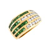 Emerald, Diamond and 18K Ring