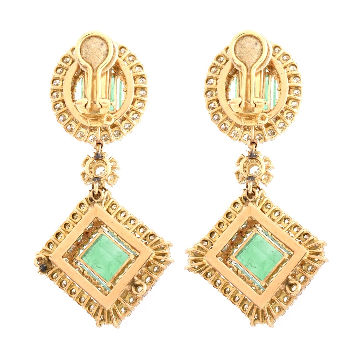 Important Emerald, Diamond and 18K Earrings - Image 3 of 4