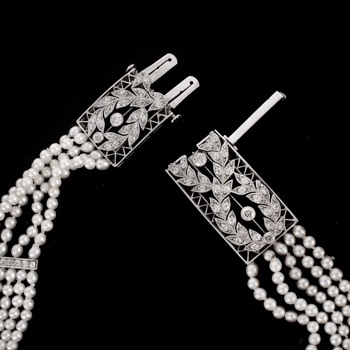 Edwardian Diamond, Pearl and Platinum Necklace - Image 4 of 4