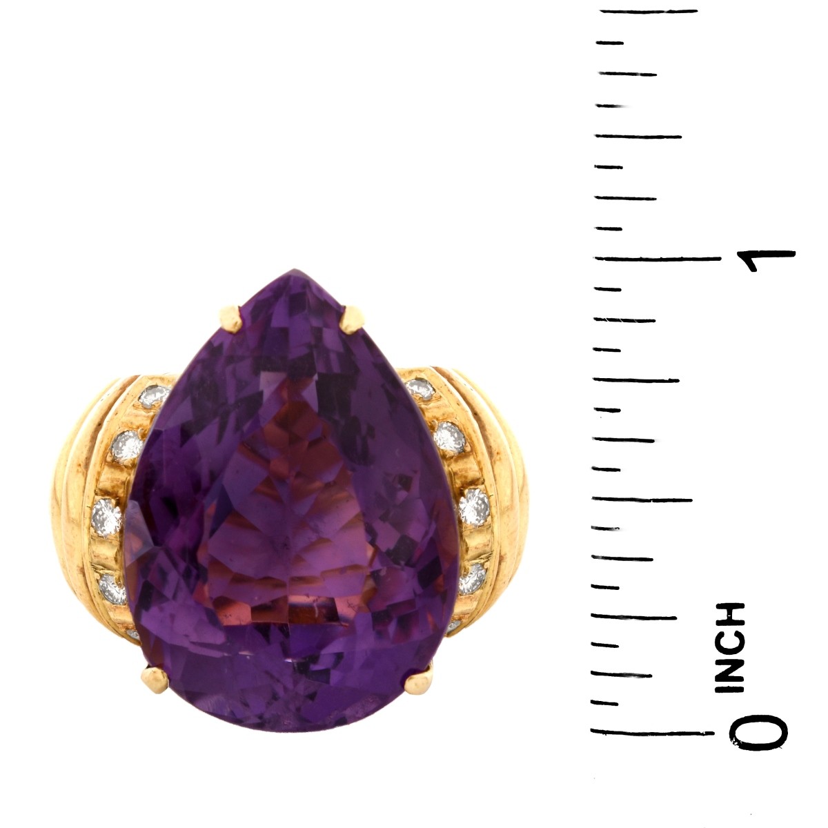 Vintage Amethyst, Diamond and 14K Ring - Image 5 of 5