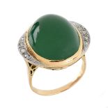 Chrysoprase, Diamond and 14K Ring