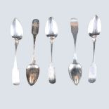 Five 19C Coin Silver Spoons