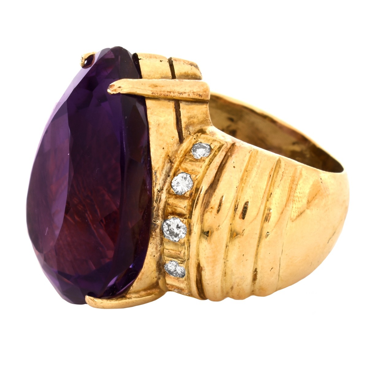 Vintage Amethyst, Diamond and 14K Ring - Image 3 of 5