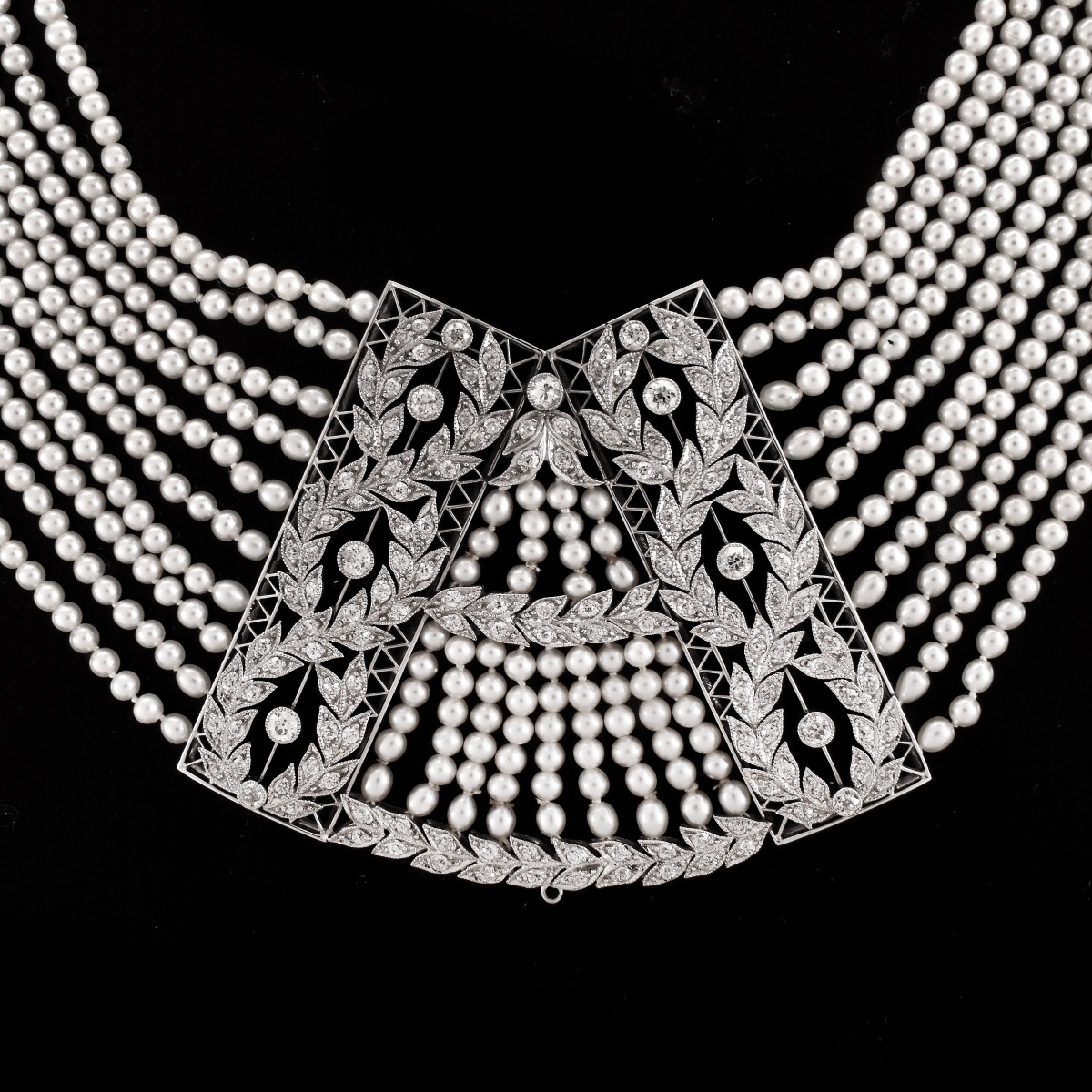 Edwardian Diamond, Pearl and Platinum Necklace - Image 3 of 4