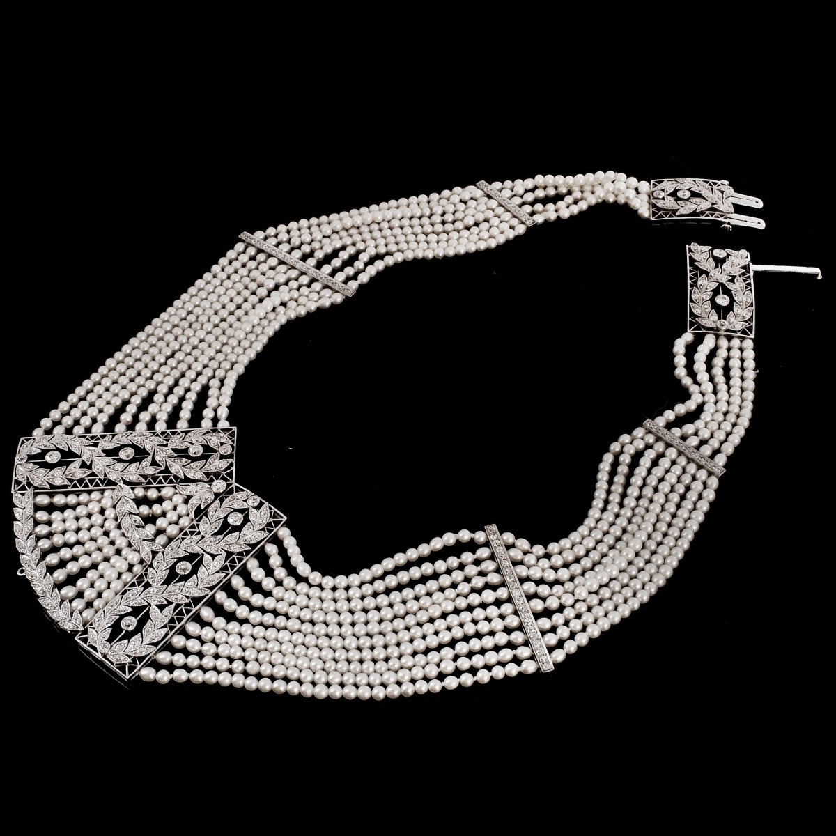 Edwardian Diamond, Pearl and Platinum Necklace