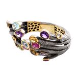 Art Jouel Gemstone and Silver Cuff Bangle