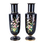 Pair Black Opaline Vases