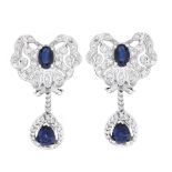 Sapphire, Diamond and 14K Gold Earrings