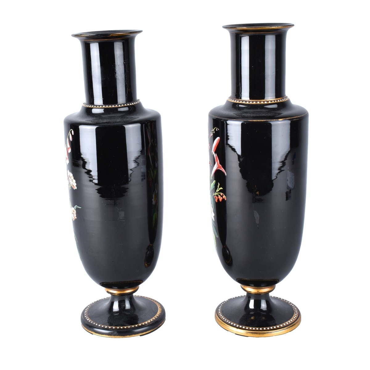 Pair Black Opaline Vases - Image 2 of 5