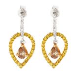 Multi Color Diamond and18K Earrings