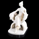 Art Nouveau Marble Sculpture on Marble Base