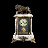 A.D. Mougin French Bronze and Marble Mantle Clock