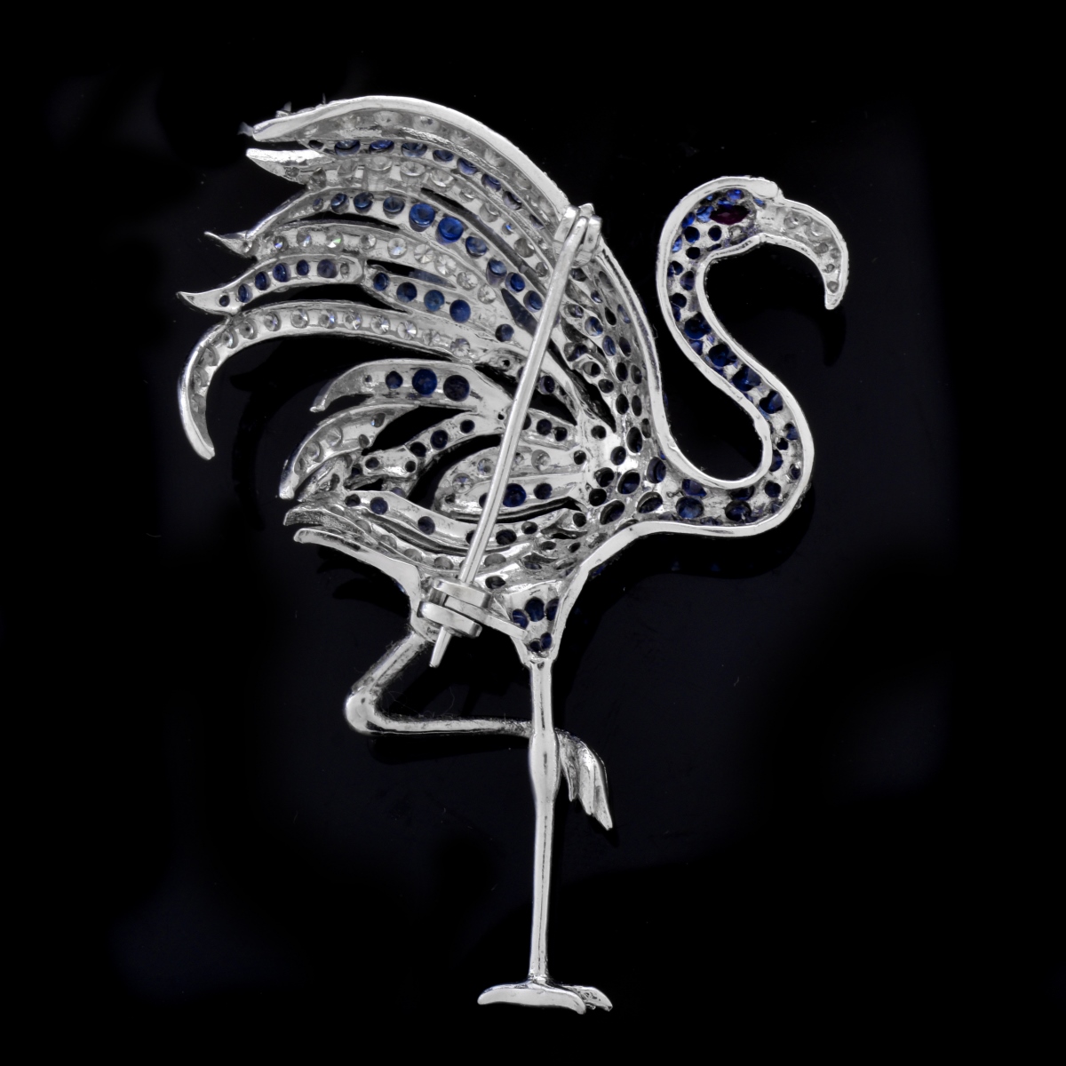 Sapphire, Diamond and 18K Flamingo Brooch - Image 3 of 4