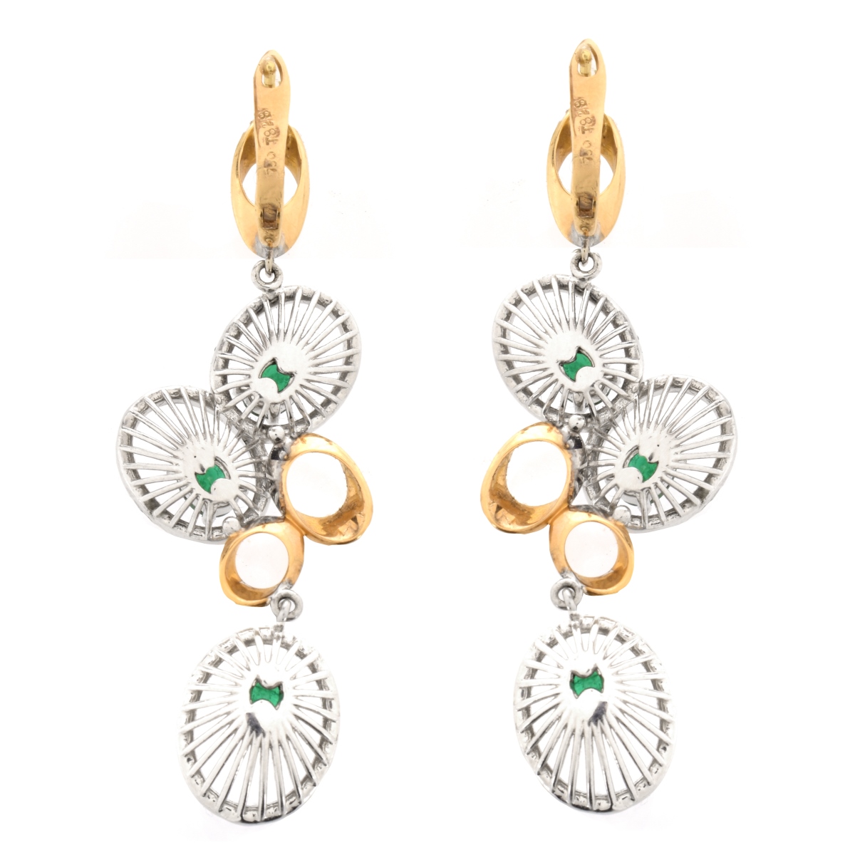 Emerald, Diamond and 18K Earrings. - Image 3 of 5