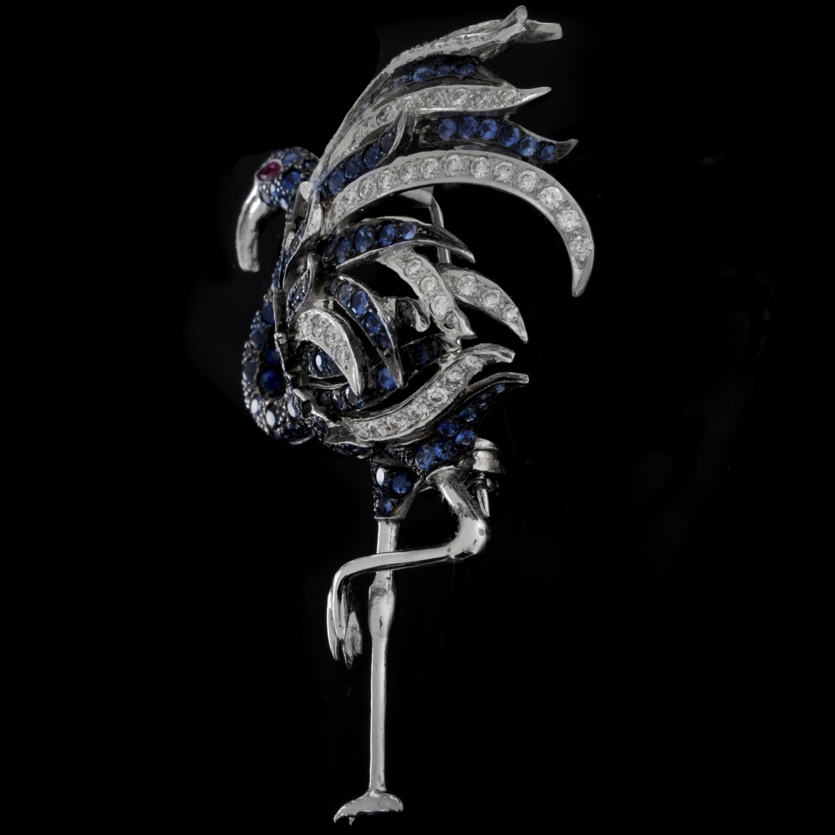 Sapphire, Diamond and 18K Flamingo Brooch - Image 2 of 4