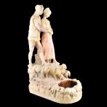 19/20th C. Carved Alabaster Lamp Signed Milscotte