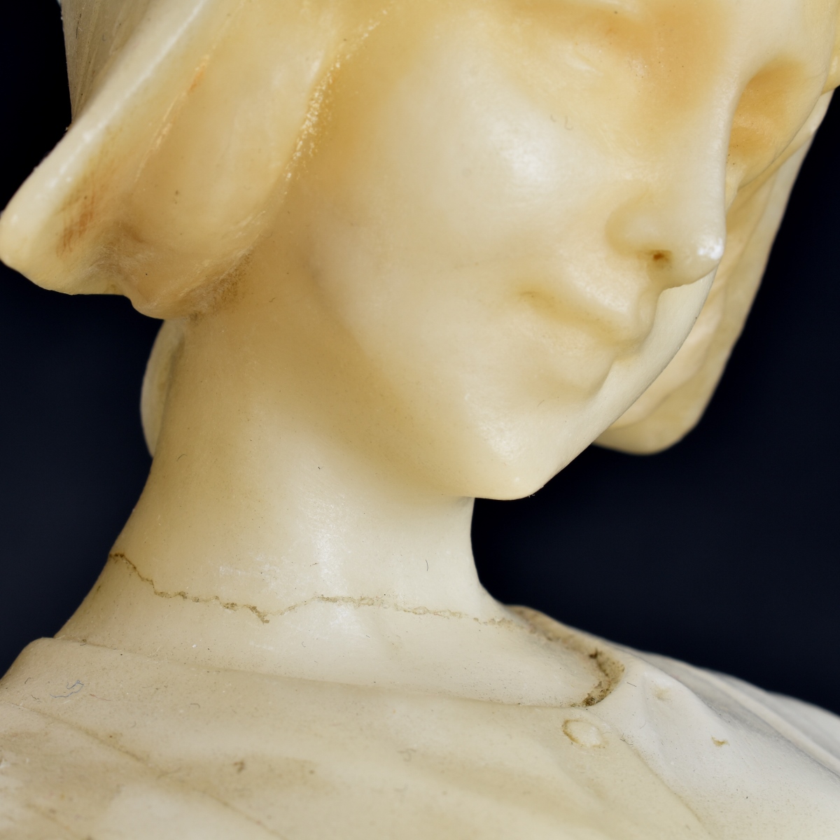 19/20th C. Carved Alabaster Lamp Signed Milscotte - Image 6 of 6