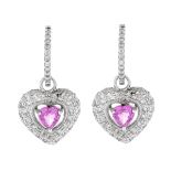 Diamond, Pink Sapphire and 18K Earrings