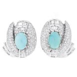 Diamond, Turquoise and 18K Earrings