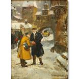 Wilhelm Roegge I, German (1829 - 1908) Oil on Board, Street Scen