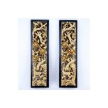 Pair of Chinese Giltwood Deep Relief Carved Panels. A few small n