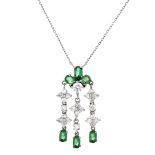 Emerald, Diamond and 18K Pendant Necklace