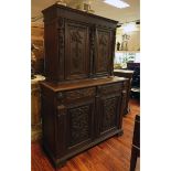 19th C. Renaissance Carved Walnut Two-Part Cabinet