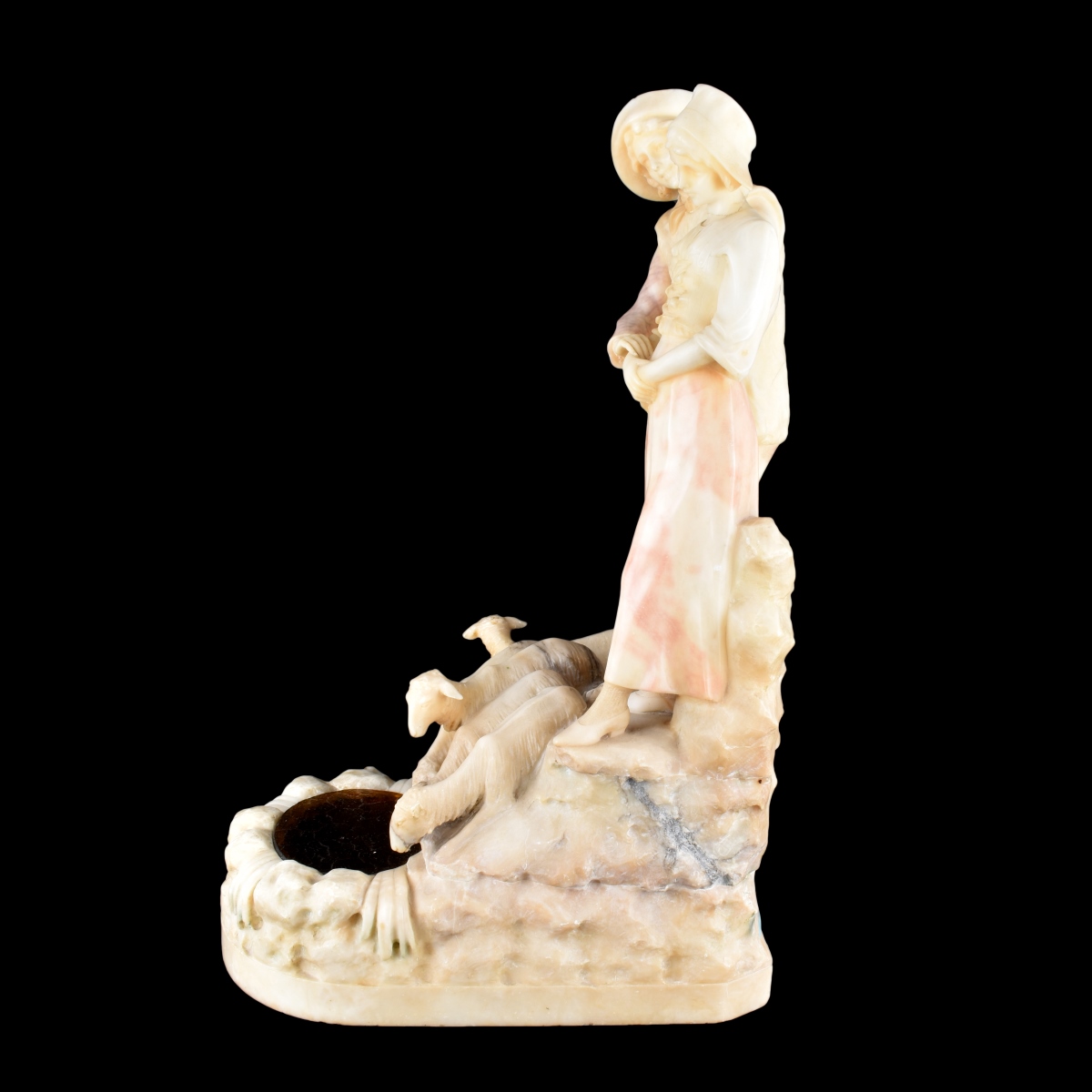 19/20th C. Carved Alabaster Lamp Signed Milscotte - Image 3 of 6