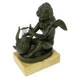 19th C. Bronze Angel Playing Lyre