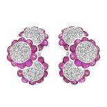 Pink Sapphire, Diamond and 18K Earrings