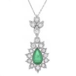 Emerald, Diamond and 18K Necklace