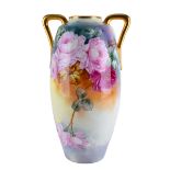 Antique Austrian Gilded Porcelain Handled Vase