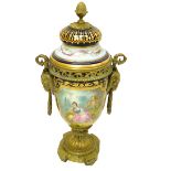 Sevres bronze mounted Handpainted Urn