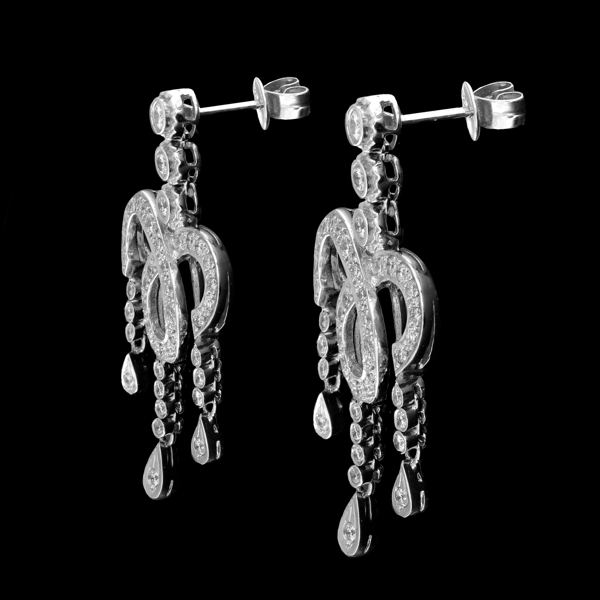 Diamond and 18K Chandelier Earrings - Image 2 of 5