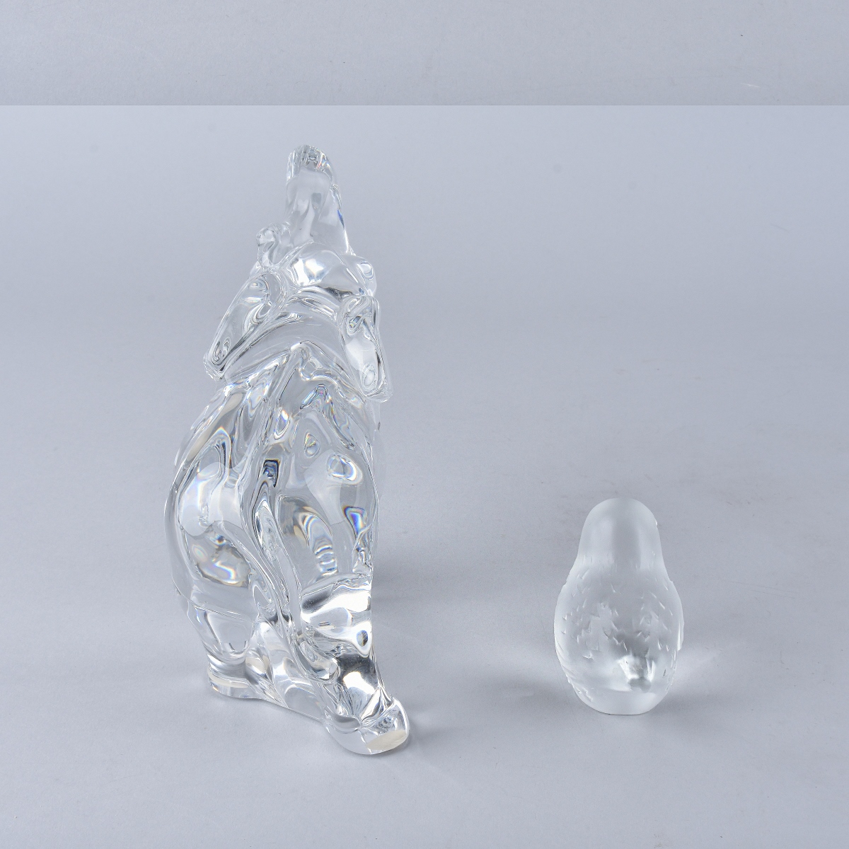 Two Vintage Crystal Figurines Elephant and Bird - Image 2 of 3
