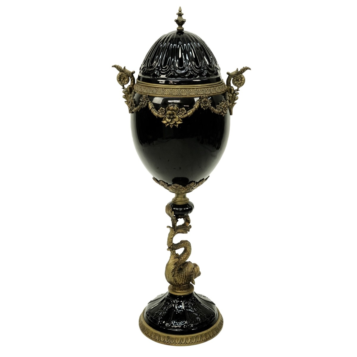 20th C. Empire Style Bronze and Porcelain Urn - Image 2 of 6